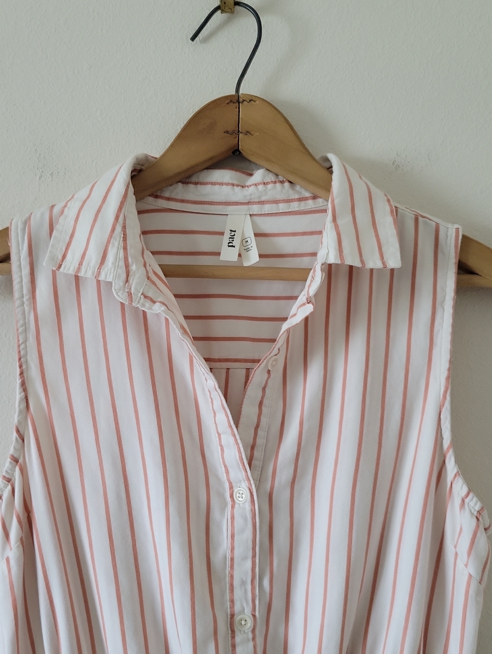 Pact Orange Striped Cotton Sleeveless Shirt Dress Size Medium - Picture 2 of 11